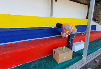Painting stadium seating