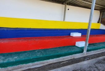 Color makes the stadium steps a more enjoyable place for kids to come for songs and games