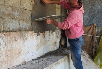 plastering wall